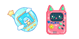 Tamagotchi Bleu et Rose Pixel Curseur