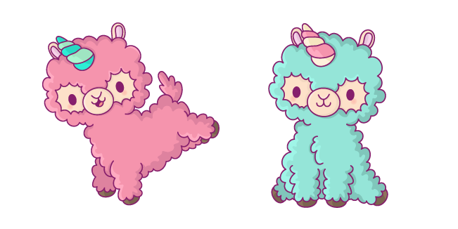Cute Pink and Cyan Llamas Cursor