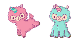 Cute Pink and Cyan Llamas Cursor