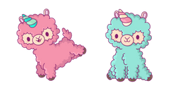 Mignons Lamas Rose et Cyan Curseur