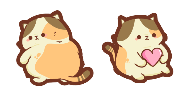 Cute Fat Cat with Pink Heart курсор