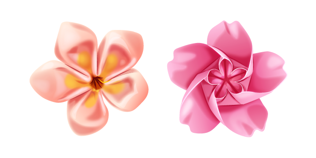 Origami Flores de Plumeria y Sakura Cursor