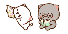 Mochi Mochi Peach Cats Peach y Goma Leyendo Libros cursor