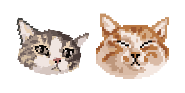 Funny Gray and Orange Cats Pixel Cursor