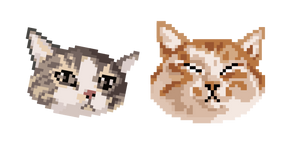 Chats Drôles Gris et Orange Pixel Curseur