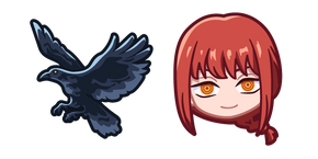 Chibi Chainsaw Man Makima and Crow Cursor