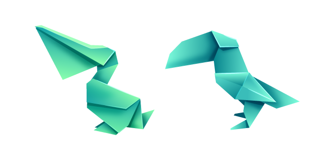 Origami Green Pelican and Toucan Cursor
