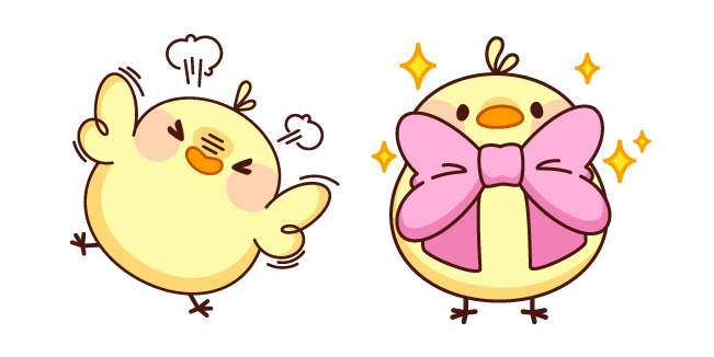 Mignon Joyeux Poussin avec Nœud Rose Cursor