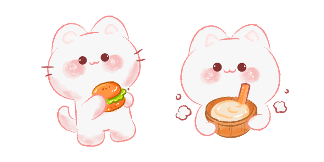 Cute Drawn Cat with Food курсор