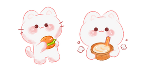 Курсор Cute Drawn Cat with Food