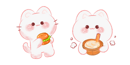 Cute Drawn Cat with Food Cursor