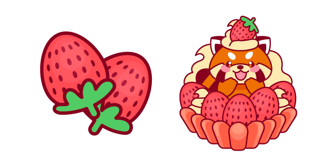 Cute Raccoon and Strawberry Pie Cursor