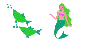 Курсор Mermaid and Green Fish