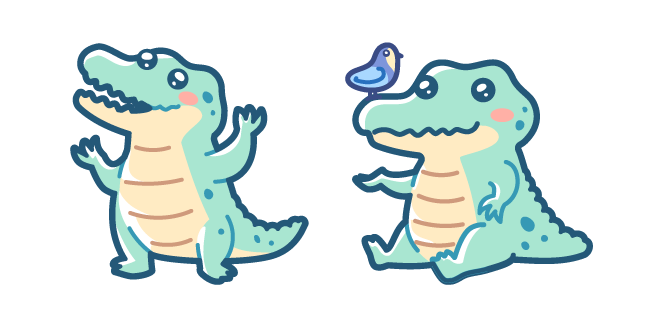 Kawaii Crocodile and Little Bird Cursor