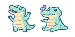 Kawaii Crocodile and Little Bird Cursor