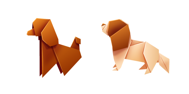 Origami Poodle and Cavalier King Charles Spaniel Puppies курсор