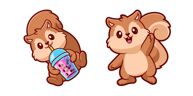 Cute Squirrel with Bubble Tea Cursor
