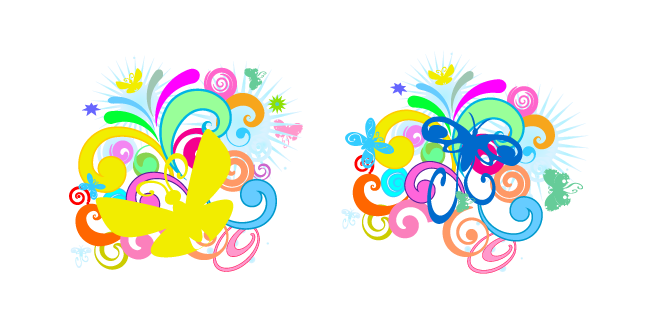 Frutiger Metro Butterflies and Colorful Swirls Cursor