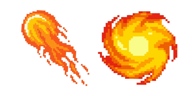 Météorite et Boule de Feu Pixel Cursor
