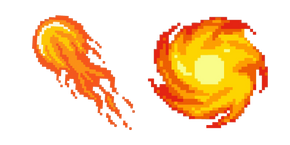 Météorite et Boule de Feu Pixel Curseur
