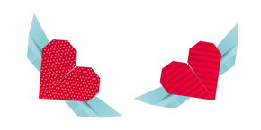 Origami Red Hearts with Wings Cursor