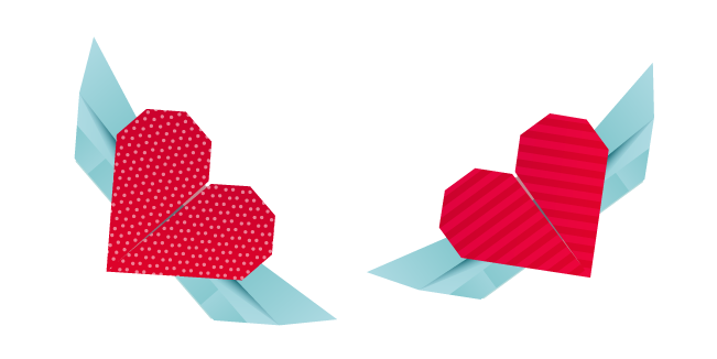 Origami Red Hearts with Wings Cursor