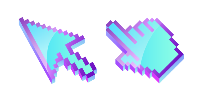 3D Cyan Pixel Cursor