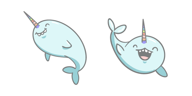 Cute Light Blue Narwhal Cursor