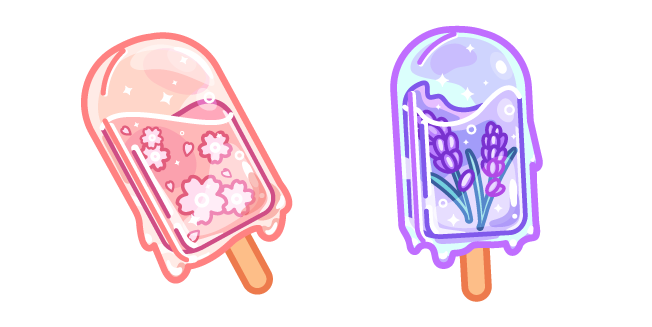 Cute Sakura and Lavender Popsicles Cursor