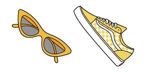 VSCO Girl Gafas de Sol y Zapatillas Amarillas cursor