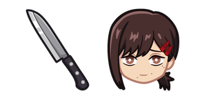 Chibi Chainsaw Man Kobeni y un Cuchillo cursor