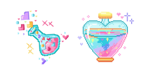 Botellas de Cristal de Poción de Amor Pixel cursor