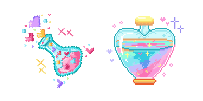 Botellas de Cristal de Poción de Amor Pixel Cursor