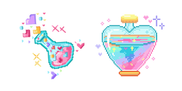 Glass Bottles of Love Potion Pixel Cursor