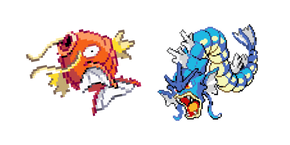 Pokemon Magicarpe et Léviator Pixel Curseur