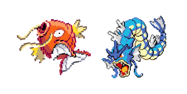 Pokemon Magicarpe et Léviator Pixel Cursor