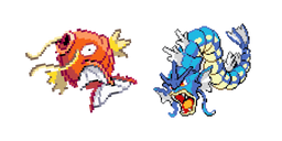 Pokemon Magikarp and Gyarados Pixel Cursor