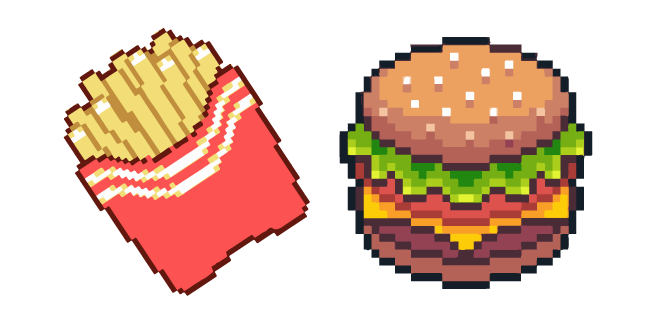 French Fries and Burger Pixel курсор