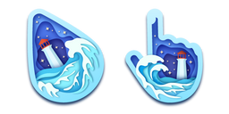 Lighthouse and Stormy Waves Paper Cut Cursor