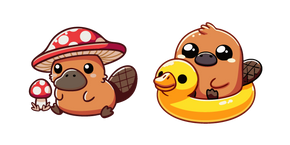 Kawaii Ornitorrinco con Sombrero de Amanita y Flotador cursor
