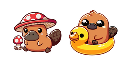 Kawaii Platypus with a Fly Agaric Hat and a Swim Ring Cursor