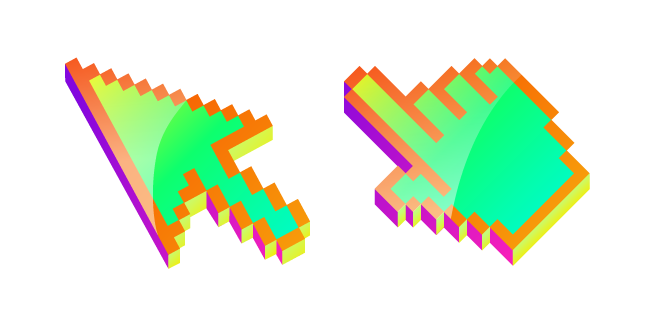 3D Lime Green Pixel Cursor