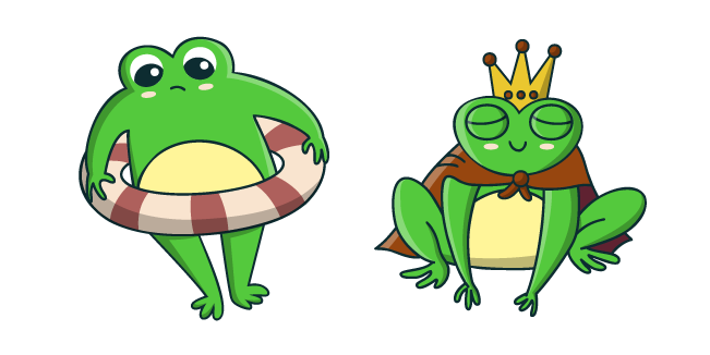 Mignonnes Grenouille avec Bouée et Roi Grenouille Cursor