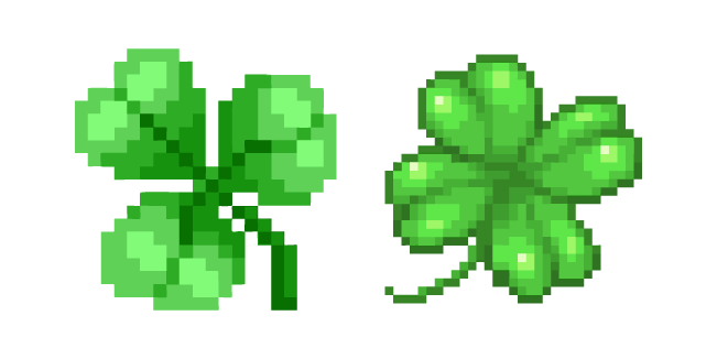Trébol de Tres Hojas y Trébol de Cuatro Hojas Pixel Cursor