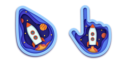 Rocket in Space Paper Cut Cursor
