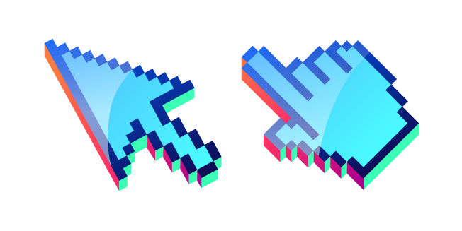 3D Sky Blue Pixel Cursor