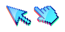 3D Bleu Ciel Pixel Curseur