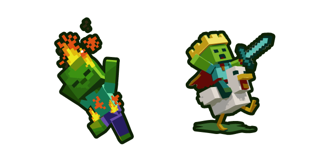 Minecraft Burning Baby Zombie and Chicken Jockey Cursor