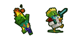 Minecraft Burning Baby Zombie and Chicken Jockey Cursor