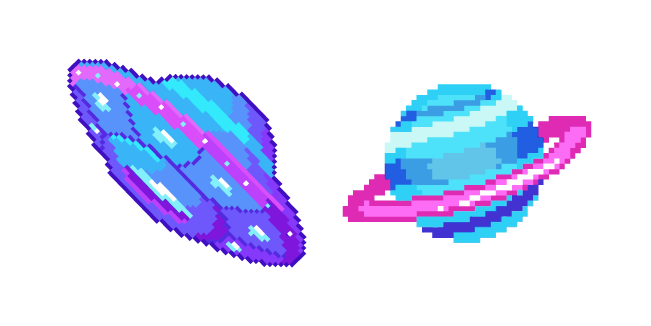 UFO and Saturn Planet Pixel Cursor